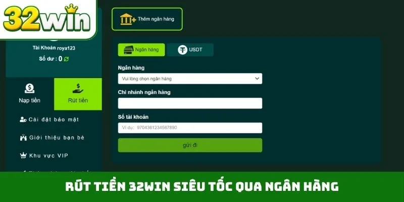 Rút Tiền 32WIN – Hướng Dẫn Thực Hiện Nhanh Qua 3 Bước Rút tiền 32WIN siêu tốc qua ngân hàng